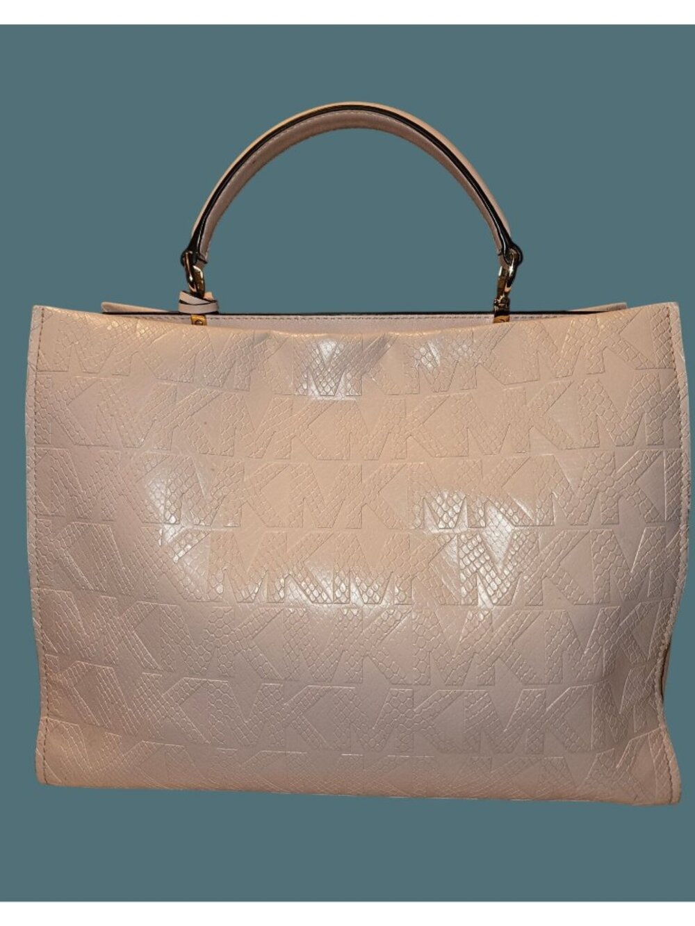 Michael Kors Penelope Pink Snake Embossed Texture Satchel Top Handle Bag - Picture 2 of 16